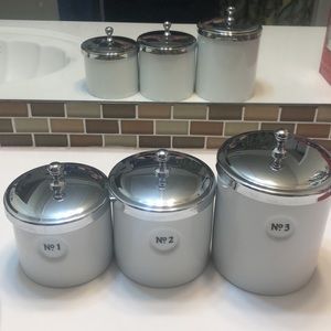 Bathroom white canisters No. 1-3